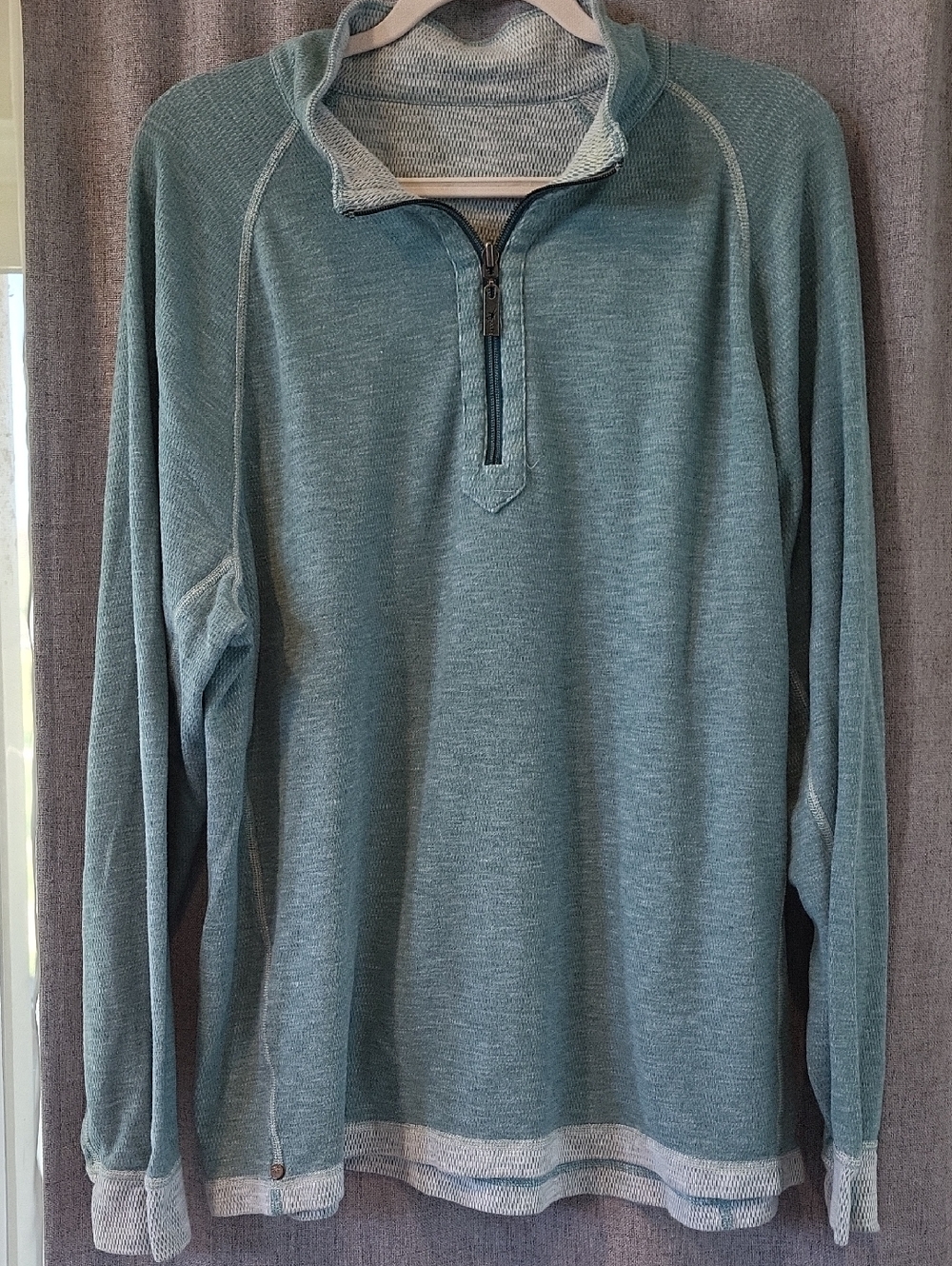 Tommy Bahama Reversible Light Teal Quarter-Zip Pullover